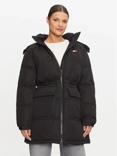 Пухено яке Tommy Jeans зимен модел черно