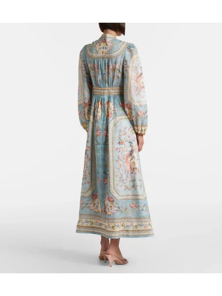 Rochie midi Zimmermann de in cu model floral albastru