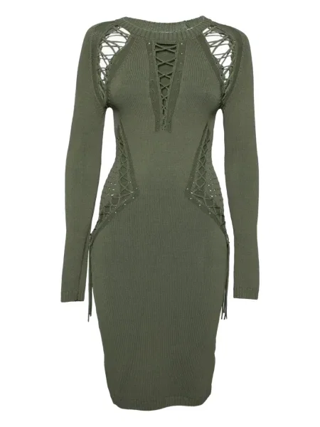 Dzianinowa sukienka Ronny Kobo sznurowana garniturowa zielona