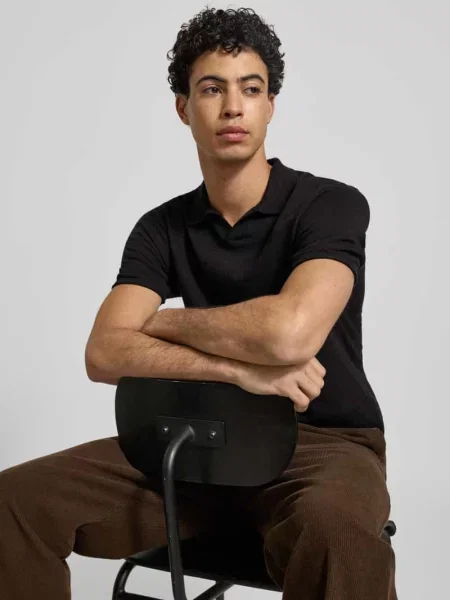 Koszulka polo o kroju slim fit z efektem dzianiny model ‘Kane’ Jack & Jones czarne