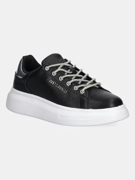 Lniane sneakersy Just Cavalli czarne