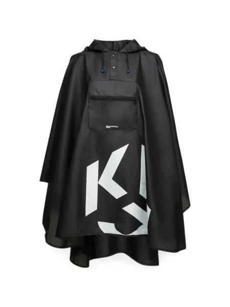 Sbalitelný pončo Karl Lagerfeld Jeans s potiskem černé