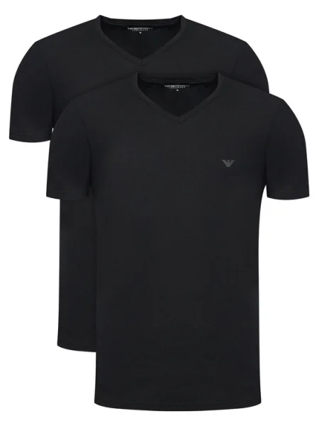 Тениска Emporio Armani Underwear 2 броя с изчистен дизайн черно
