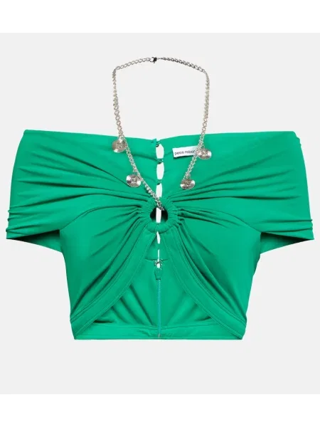 Top Paco Rabanne z dżerseju zielony