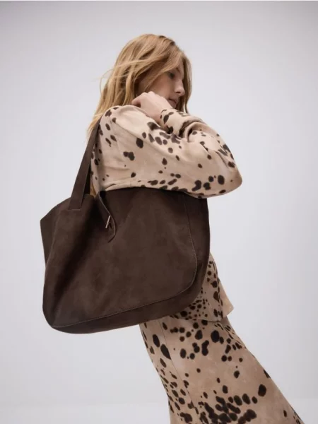 Reserved Сумка-шопер з екошкіри темно коричневий