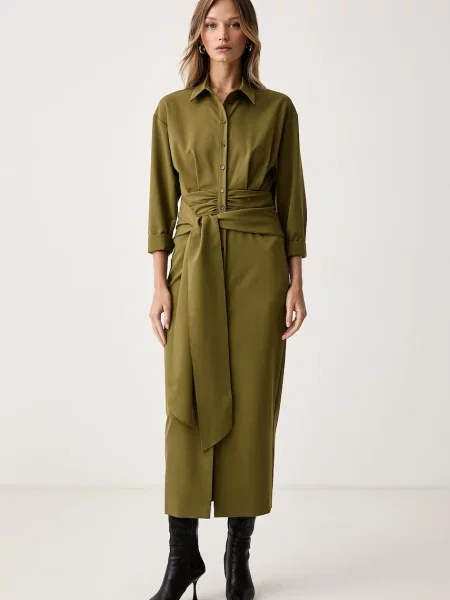 Patrizia Pepe rochie tip cămașă verde