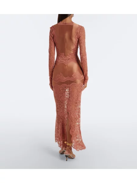 Rochie maxi Rabanne din satin bej