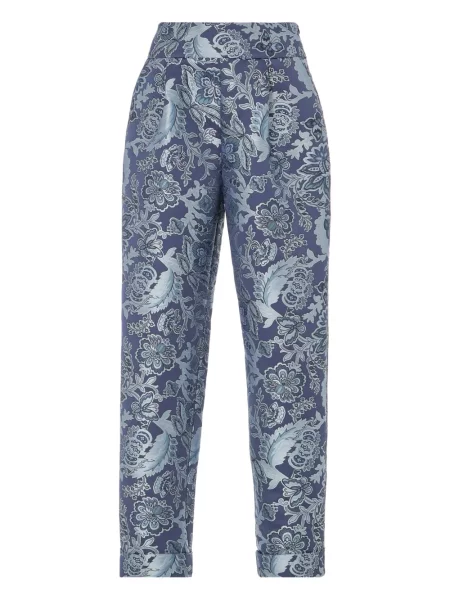 Pantaloni Temperley London cu model floral cu imagine albastru