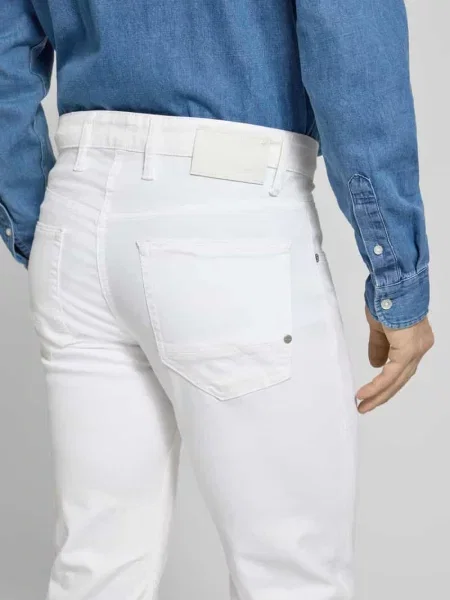 Jeansy o kroju regular fit z Mieszanka bawełny Model Arne Pipe' Mac białe