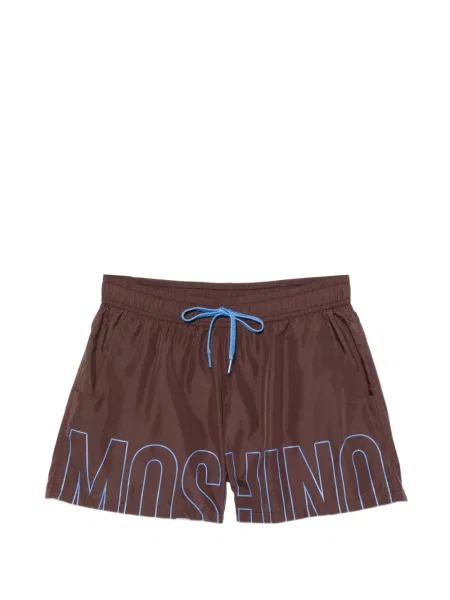 Kupaće gaće Moschino s printom s vezicama smeđa