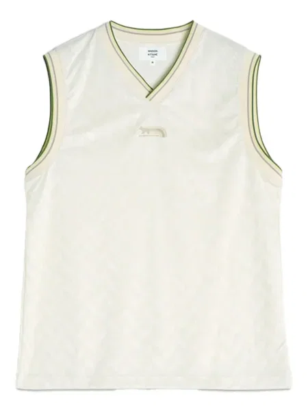 Cămașă Maison Kitsune din jacard alb
