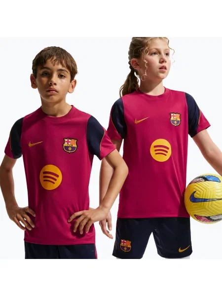 Детска футболна тениска Nike FC Barcelona Strike Dri-Fit noble red/blackened blue червено
