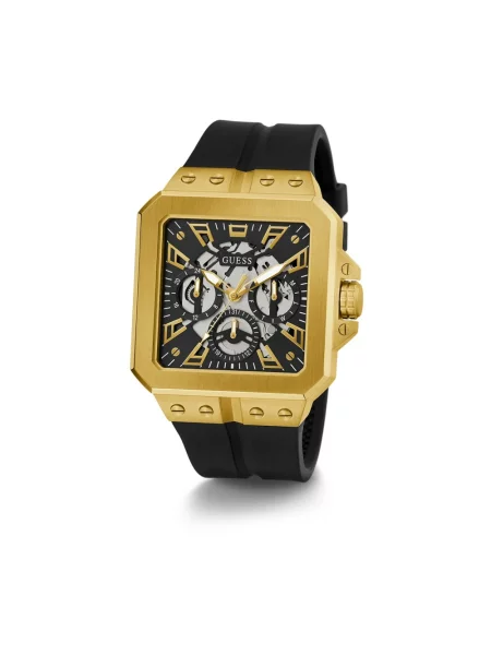 Lniany zegarek Guess czarny