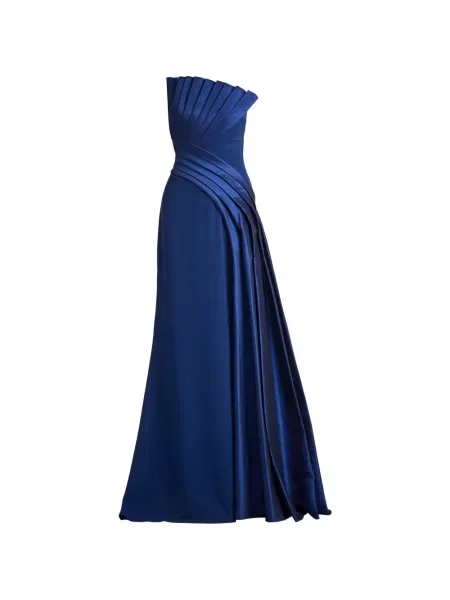 Rochie maxi Tadashi Shoji fără bretele albastru