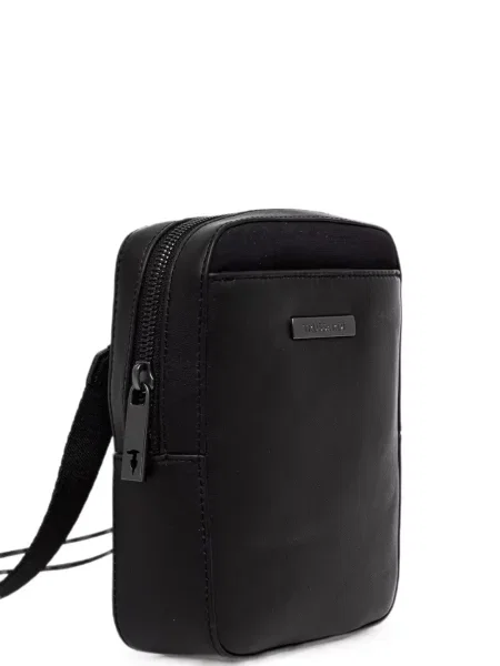 Crossbody taška Trussardi s autogramem černá