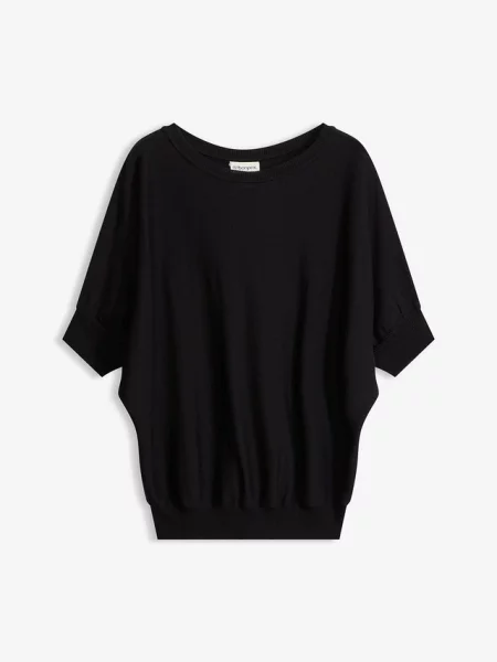 Sweter z cienkiej dzianiny z mieszanki bawełny czarny