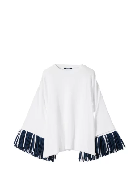 Tricou Jacquemus cu franjuri alb