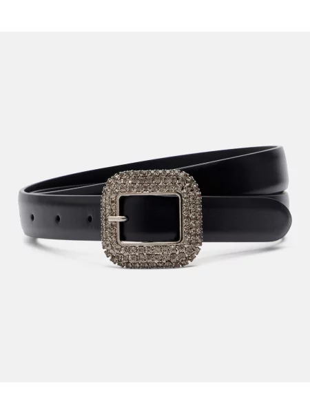 Usnjeni pas Saint Laurent s kristali črna