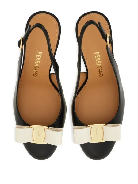 Pantofi cu toc Ferragamo cu funde slingback negru