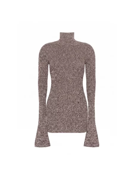 Sweter z golfem Sportmax wełniany do golfa brązowy