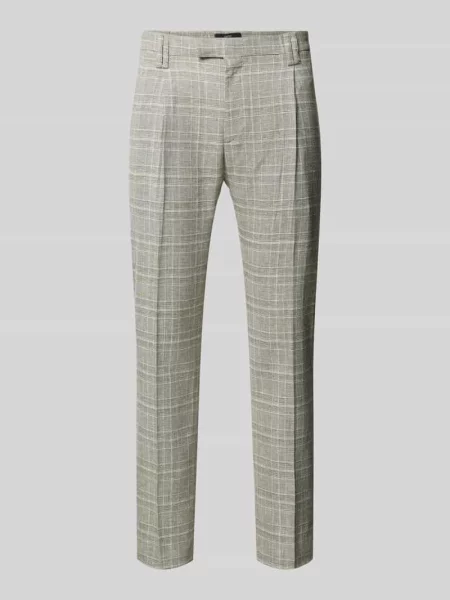 Spodnie z zakładkami w pasie o kroju slim fit z dodatkiem lnu model ‘SAND’ Cinque beżowe