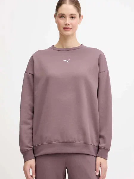 Puma bluză maro cu imprimeu violet