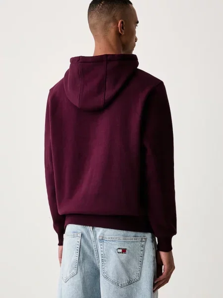 Tommy Jeans bluza z kapturem z bawełną fioletowa