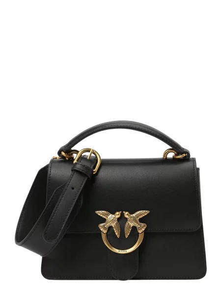 Pinko crossbody torbica usnjena črna