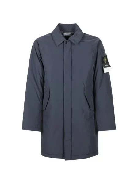 Palton Stone Island din țesătură twill cu strasuri albastru