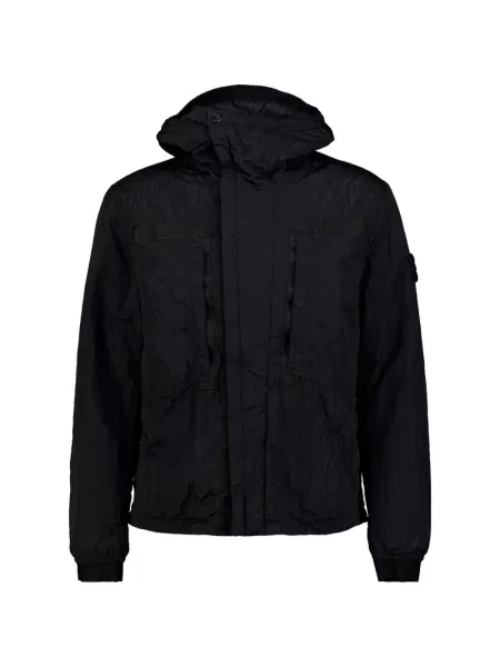 Geacă Stone Island cu glugă cu strasuri negru