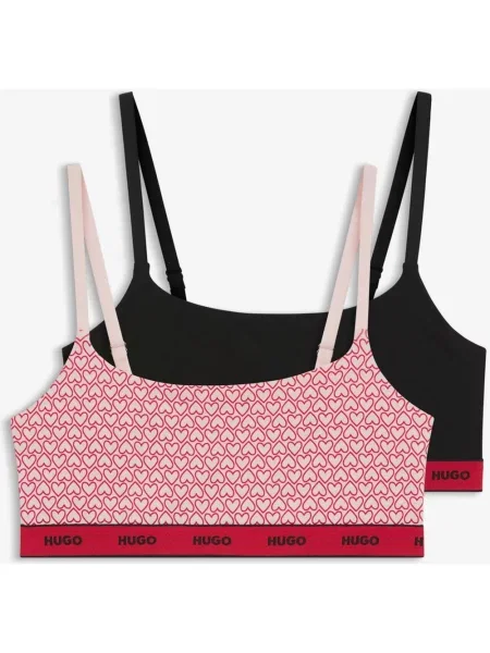 Biustonosz HUGO Twin Bralette Design różowy czerwony 2 pary XS czarny