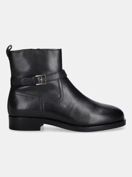 Tommy Hilfiger Botine Th Buckle Riding Leather Bootie negru