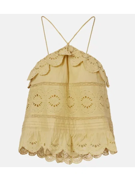 Top Marant Etoile cu volane cu gât halter galben