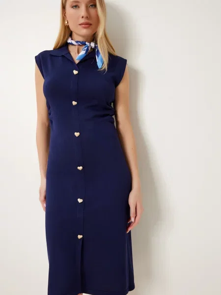 Happiness İstanbul Rochie tricotat marin albastru