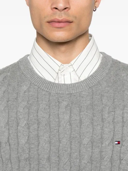 Пуловер Tommy Hilfiger с кръгло деколте сиво