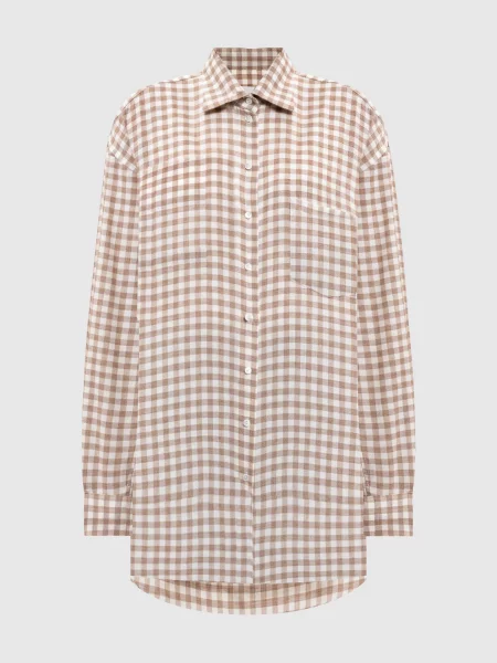 Сорочка з вовною в клітинку Babe Pay Pls бежева