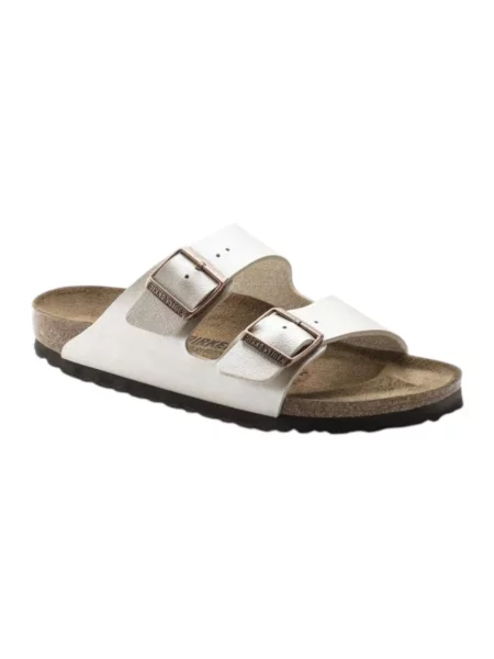 Klapki Birkenstock skórzane beżowe