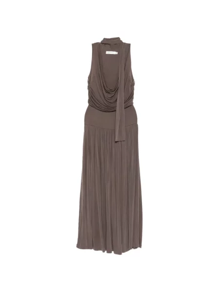 Rochie midi Aya Muse până la genunchi de costum maro
