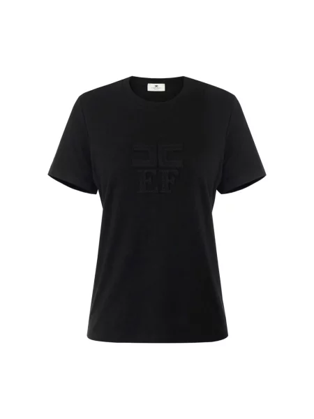 Koszulka Elisabetta Franchi z dżerseju z logo czarna