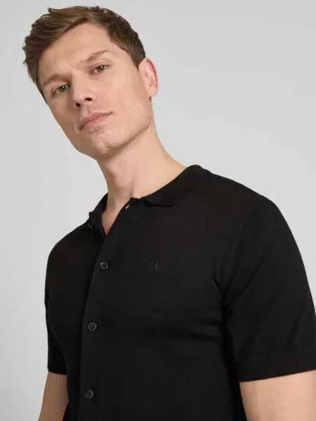 Koszula casualowa o kroju slim fit z wyhaftowanym logo model vero' Lindbergh czarna