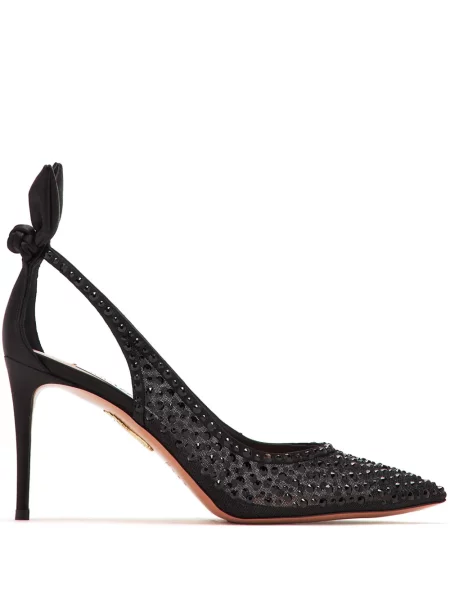 Pantofi cu toc Aquazzura de cristal negru