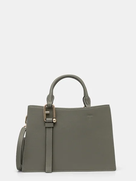 Кожена чанта Furla зелено