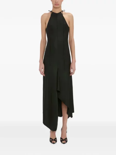 Rochie midi Victoria Beckham asimetrică negru
