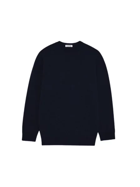 Lung pulover Jil Sander cu decolteu rotund albastru