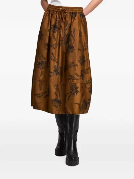 Fustă midi Cinq A Sept cu model paisley maro