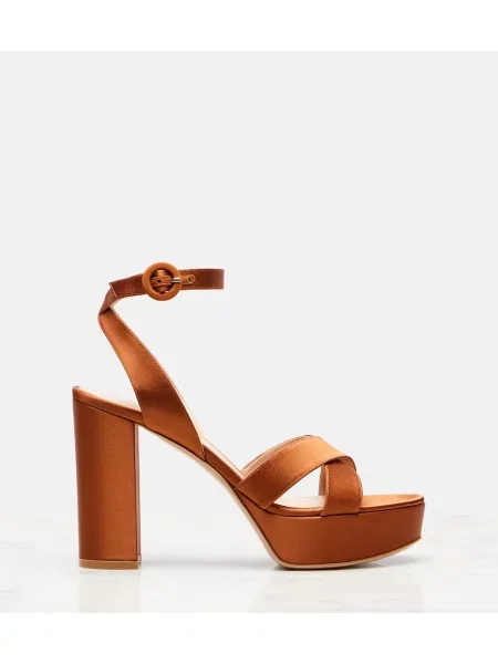 Sandale Gianvito Rossi din satin cu platformă maro