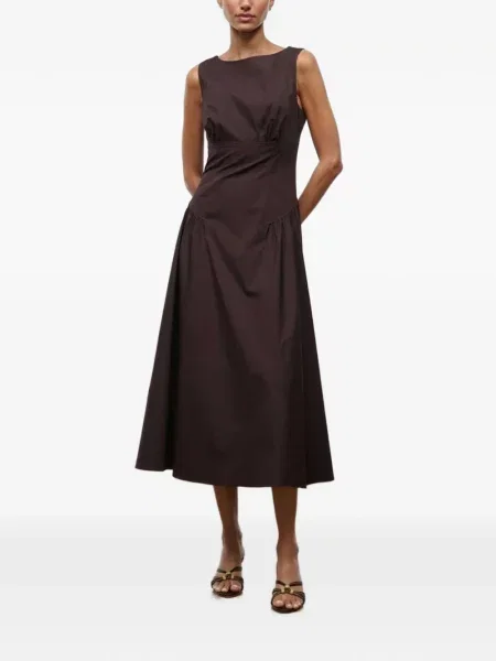 Rochie midi Staud fără mâneci maro