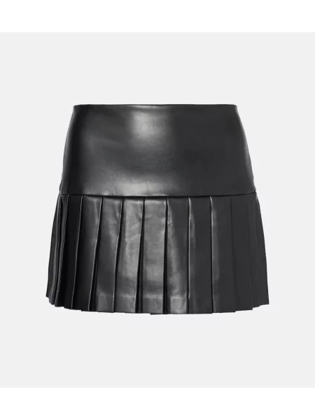 Плисирана кожена пола Norma Kamali черно