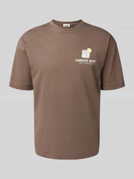 T-shirt z nadrukiem z motywem i okrągłym dekoltem Drykorn