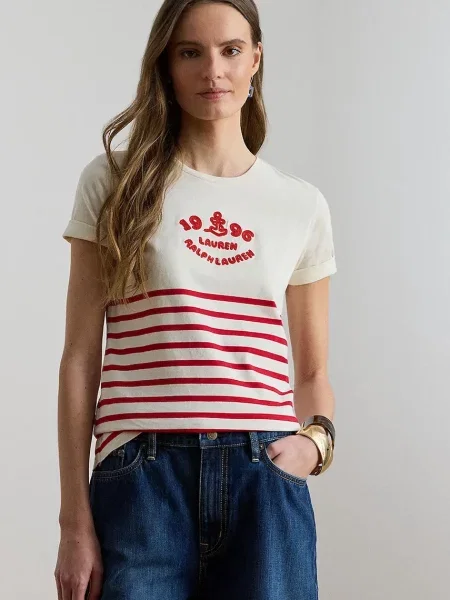 Lauren Ralph Lauren majica za žene od pamuka bež